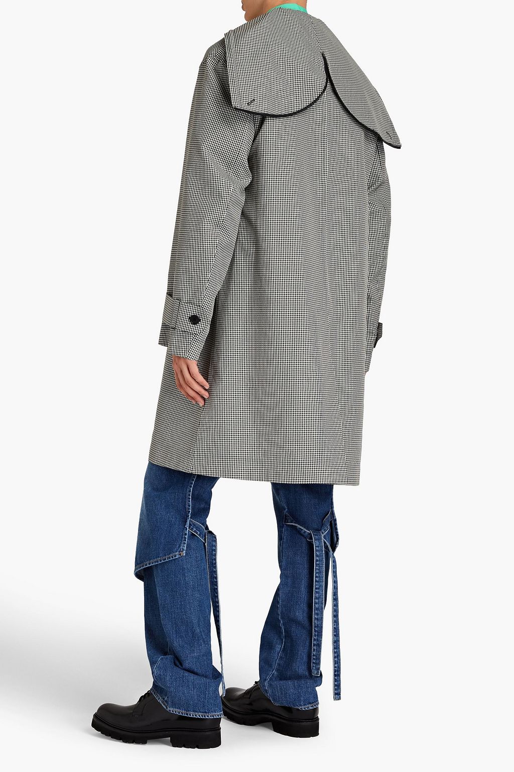 KENZO Checked jacquard hooded trench coat