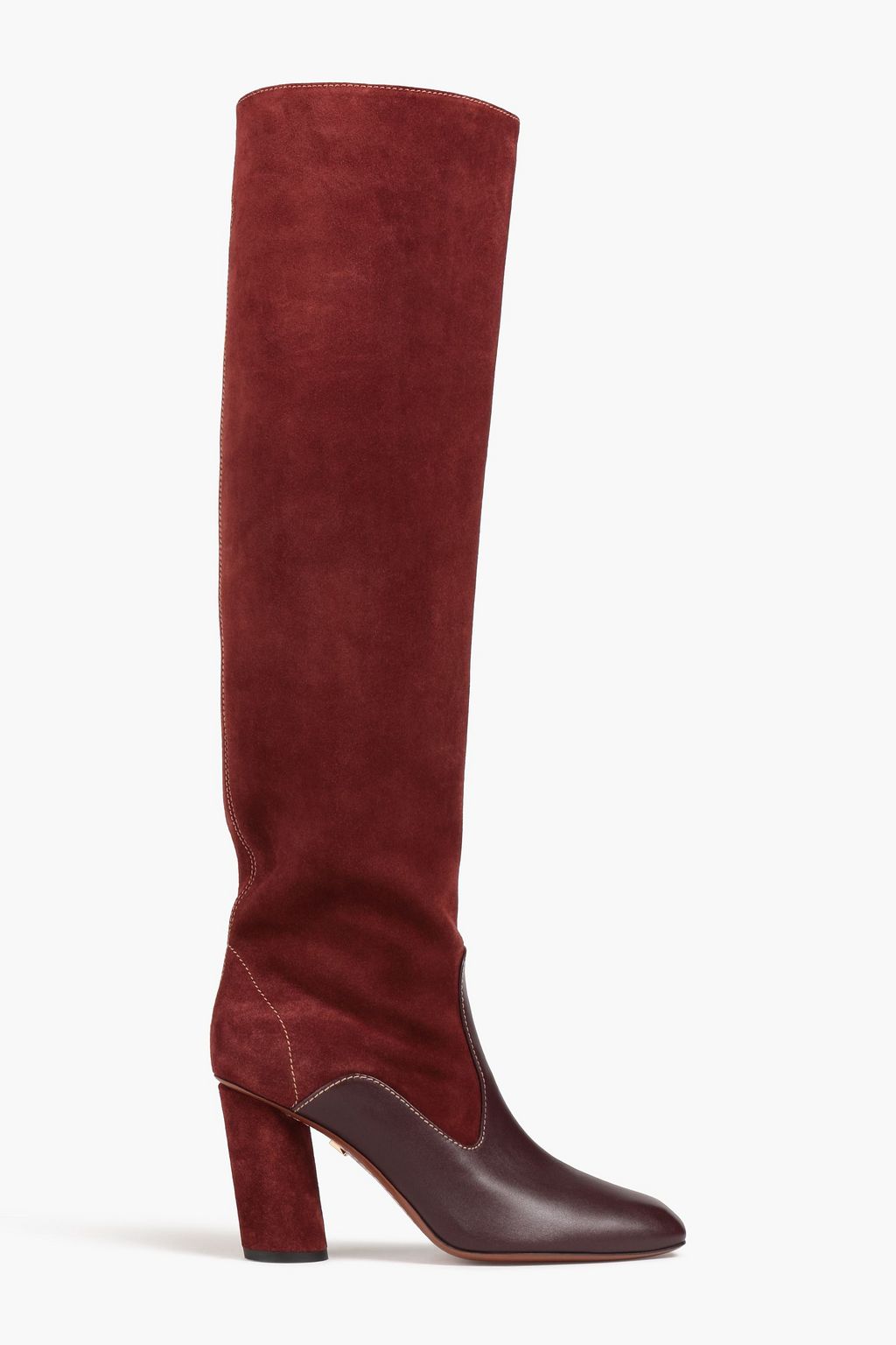 ZIMMERMANN Leather-paneled suede thigh boots | THE OUTNET