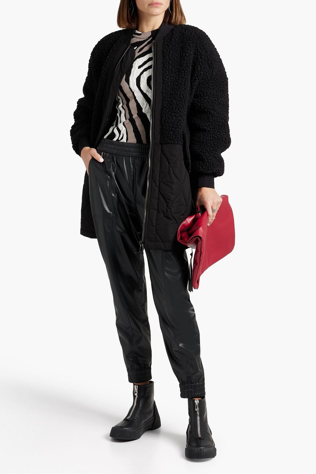 HOLDEN Faux shearling-paneled quilted shell jacket