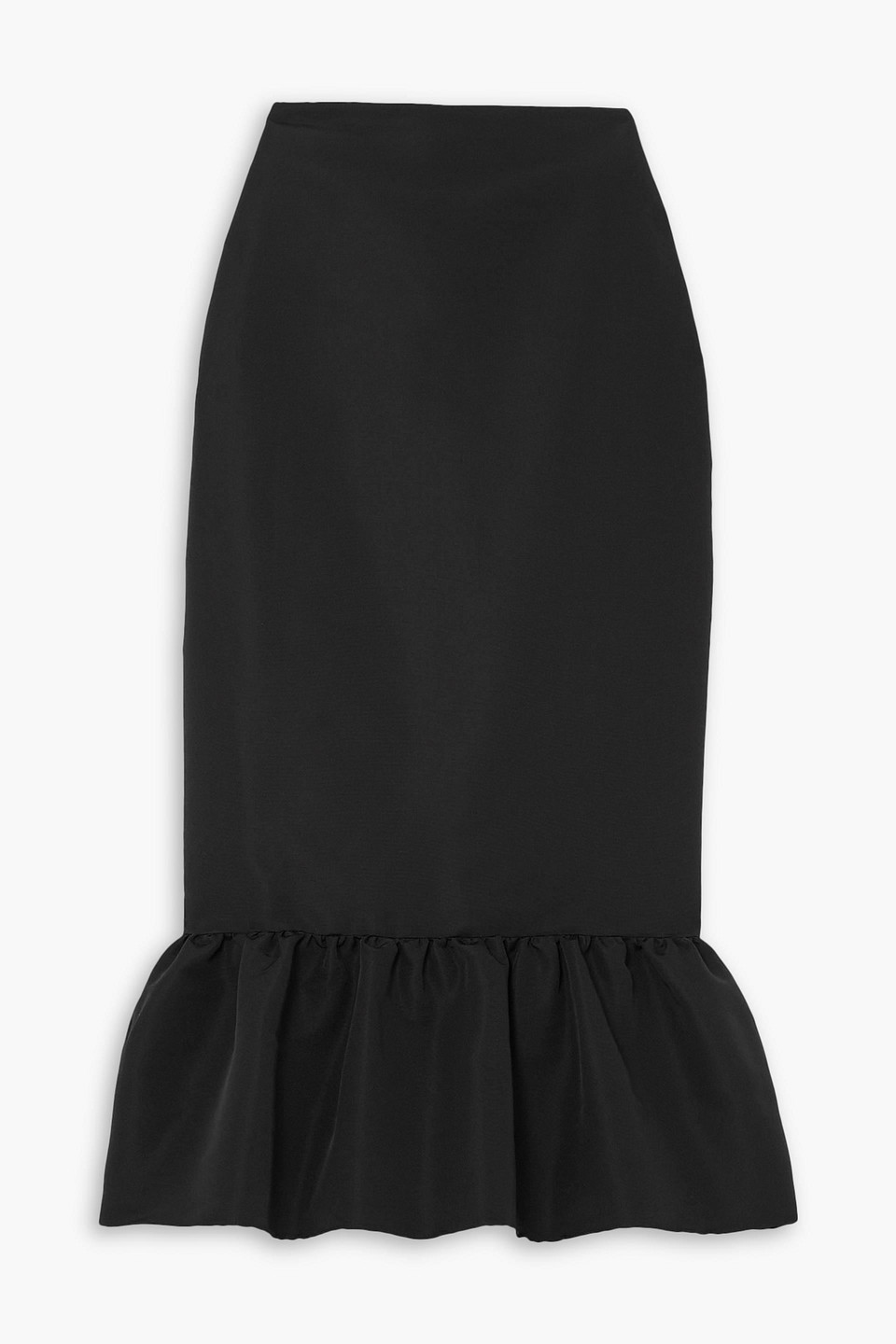 BRANDON MAXWELL RUFFLED SILK-TWILL MIDI SKIRT