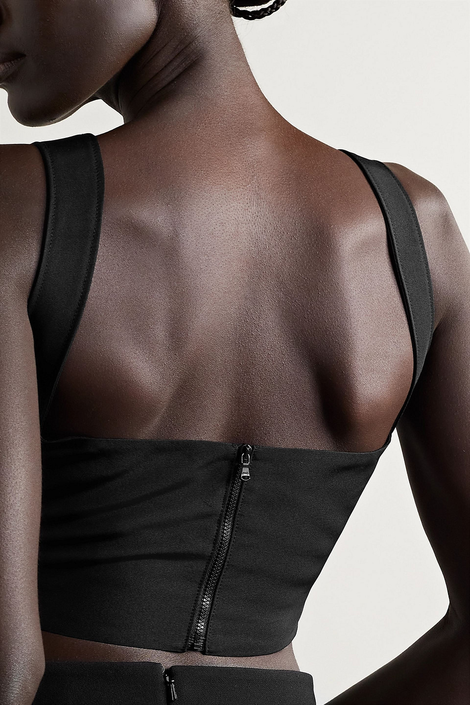 Brandon Maxwell Cropped Cutout Silk-faille Top In Black