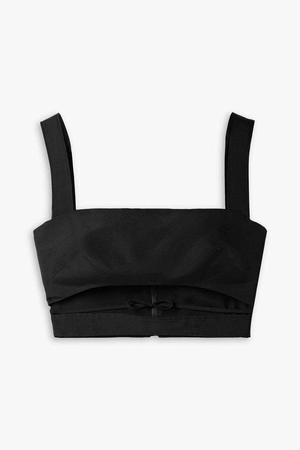 Brandon Maxwell Cropped Cutout Silk-faille Top In Black