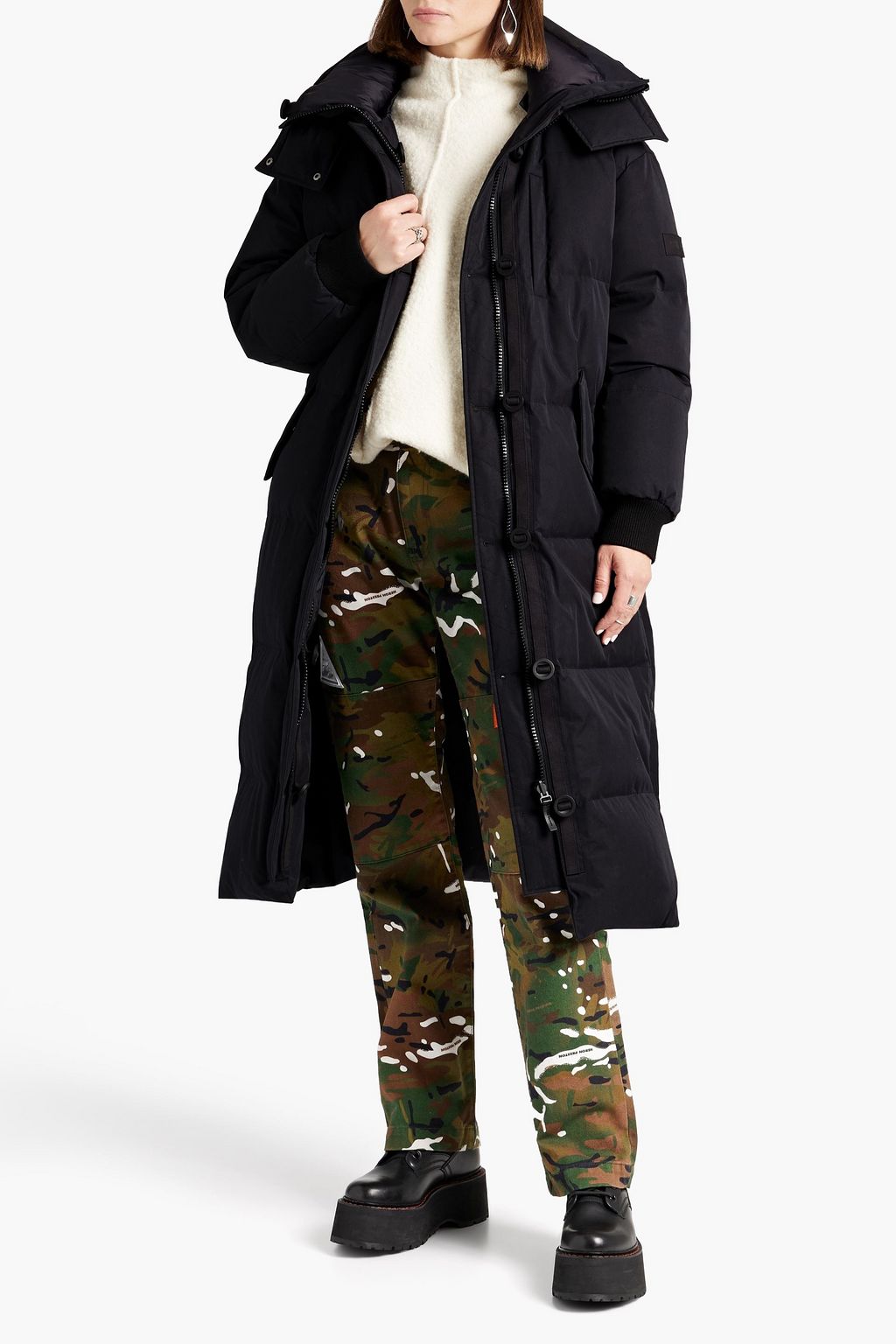 ARMY BY YVES SALOMON Reversible quilted cotton-blend shell hooded down coat