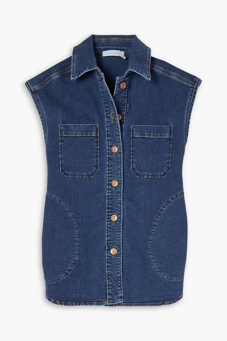 See By Chloé Veste Sans Manches Oversize Femme Bleu Taille M 99% Coton, 1% Élasthanne In Dark Denim