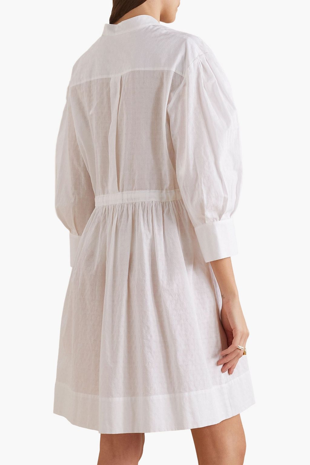 SEE BY CHLOÉ فستان قصير مصنوع من قطن جاكار بحواف مزينة بتطريز إنجليزي