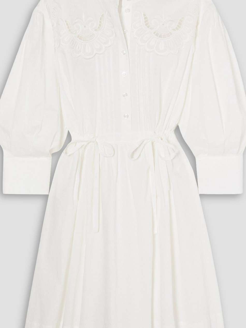 broderie anglaise-trimmed cotton-jacquard mini dress