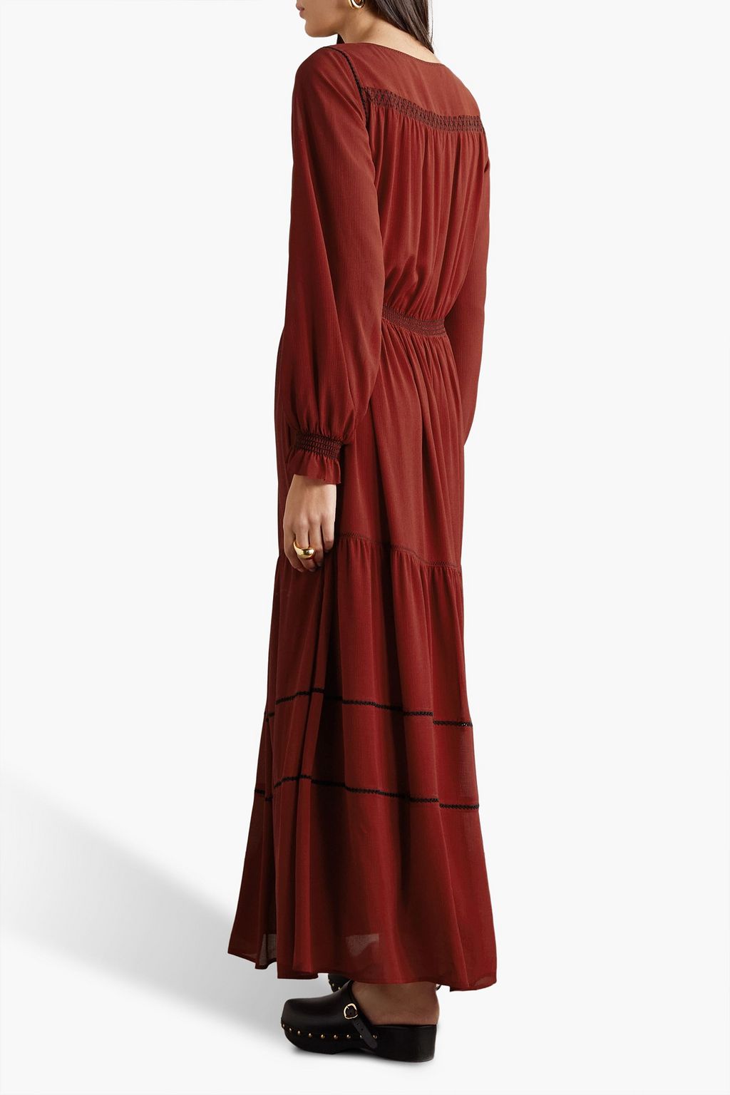 SEE BY CHLOÉ فستان طويل مصنوع من قماش الجورجيت بتصميم مطرّز