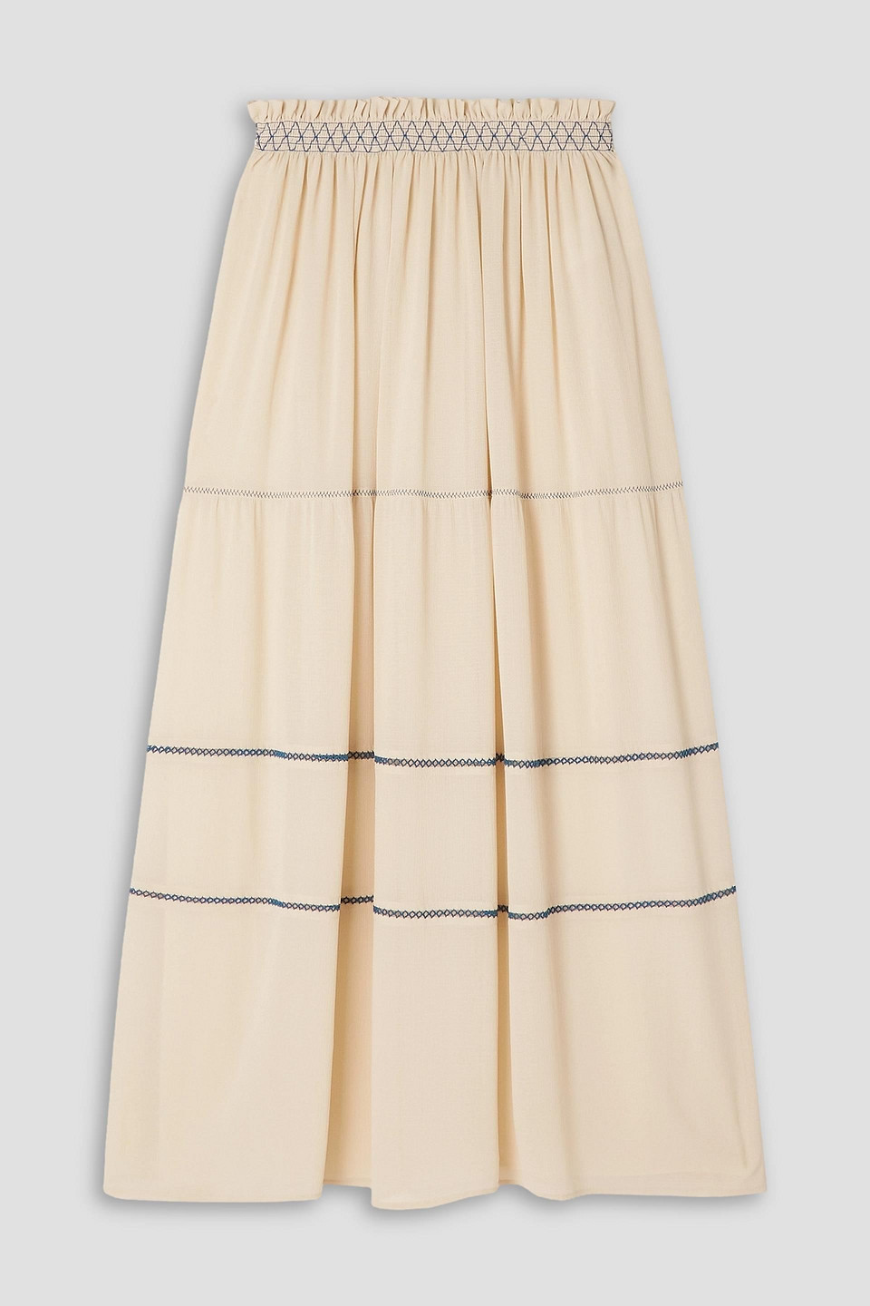See By Chloé Embroidered Georgette Maxi Skirt In Cream