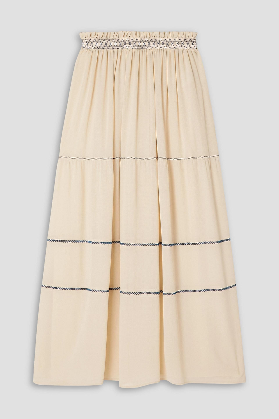 Shop See By Chloé Embroidered Georgette Maxi Skirt In Cream