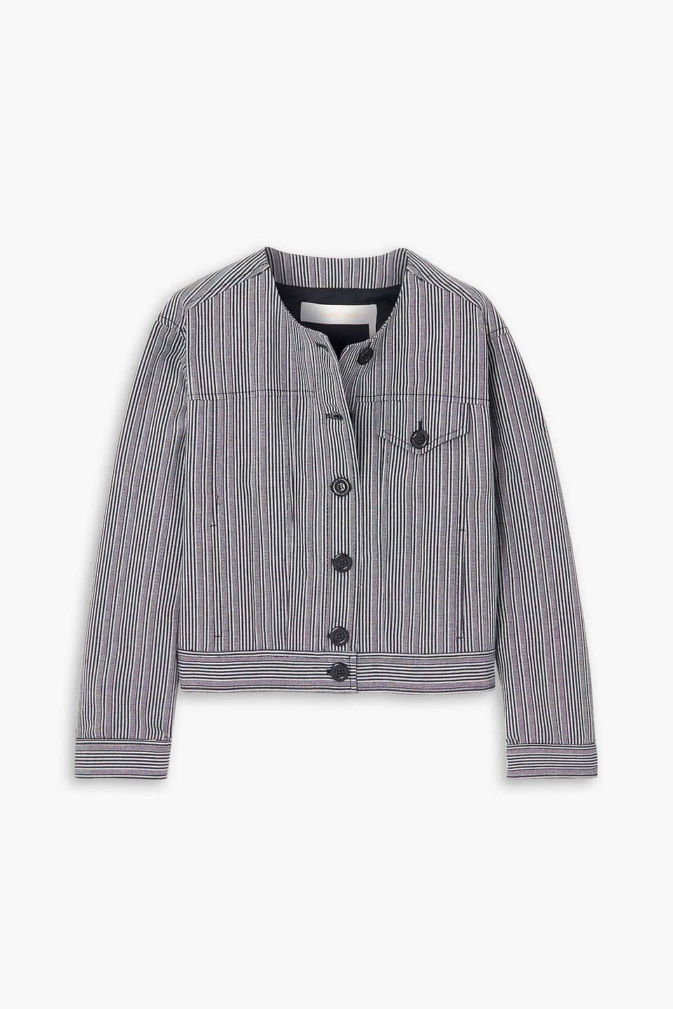 See By Chloé Cropped Striped Cotton Jacket In Navy