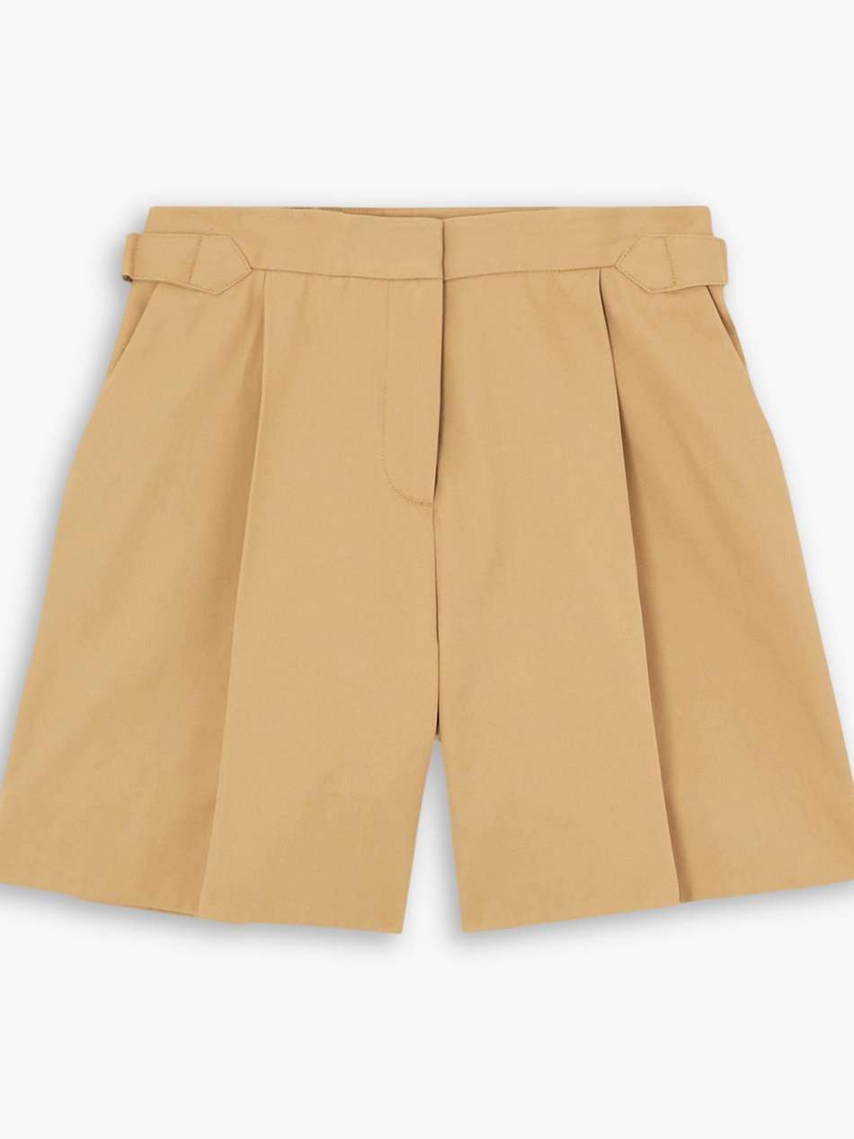 pleated cotton-gabardine shorts