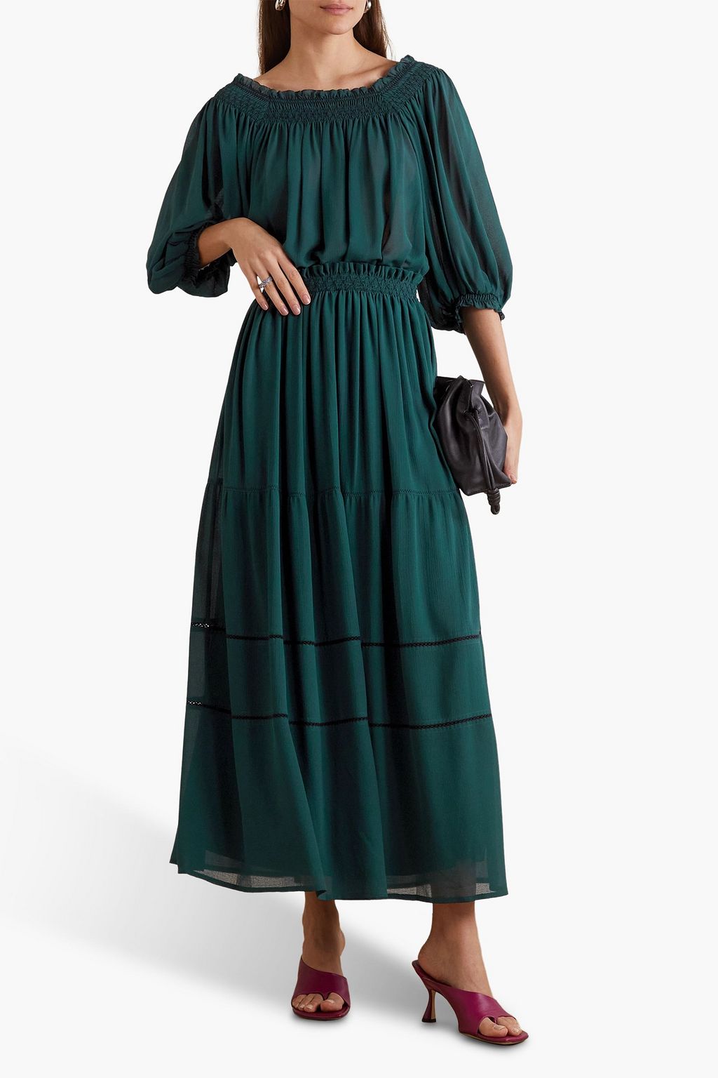 SEE BY CHLOÉ Embroidered georgette maxi skirt