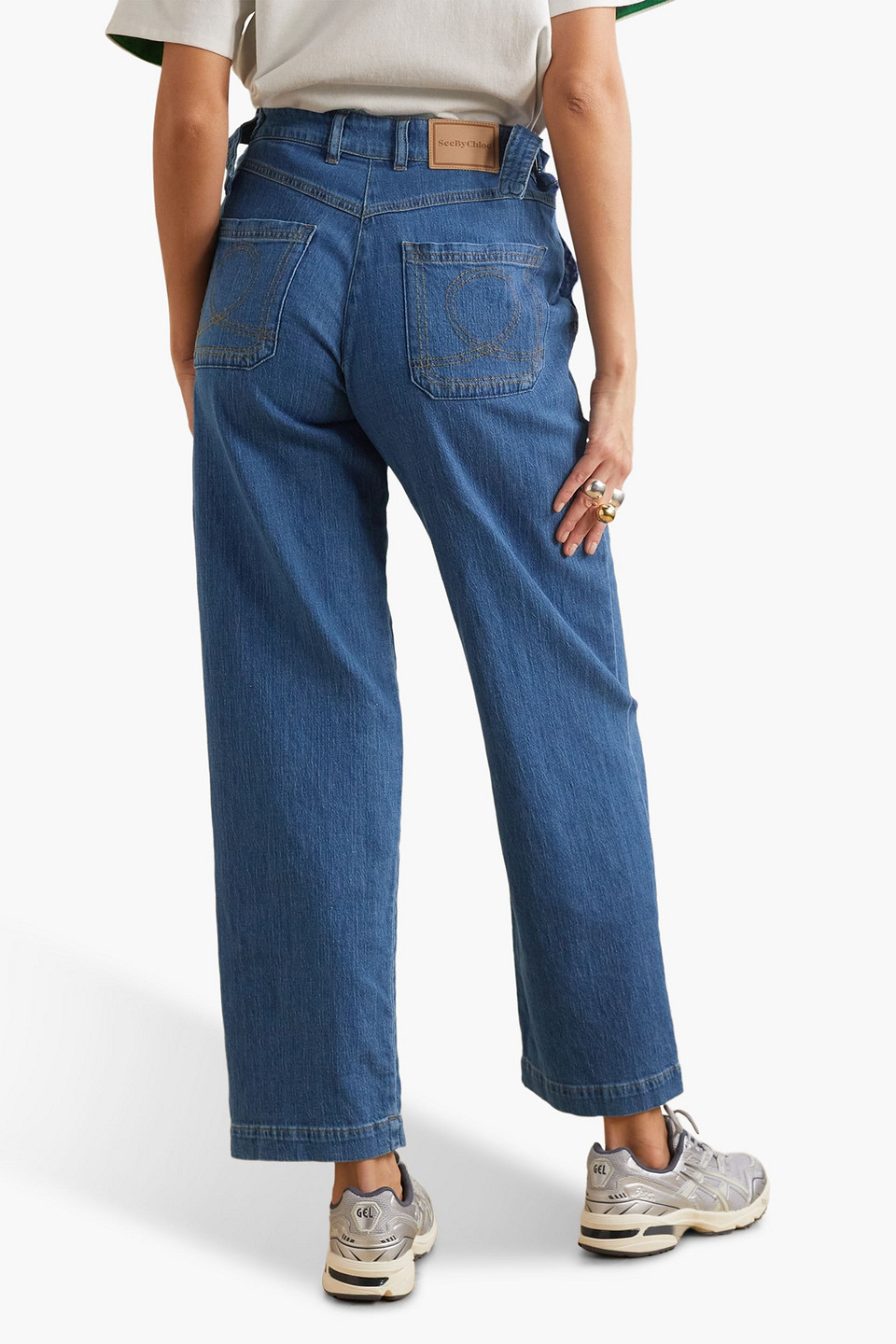 Shop See By Chloé High-rise Wide-leg Jeans In Mid Denim