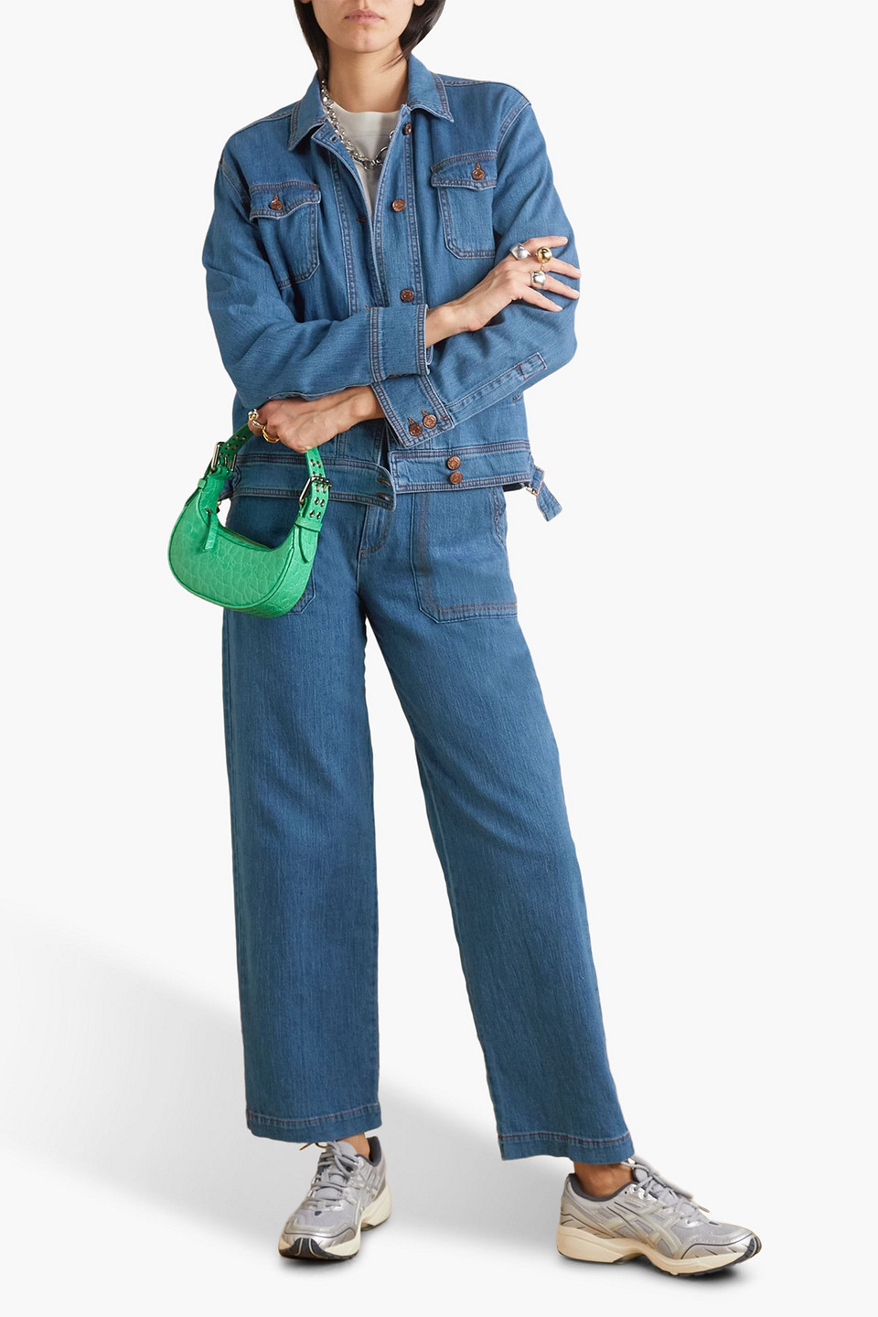 Shop See By Chloé High-rise Wide-leg Jeans In Mid Denim