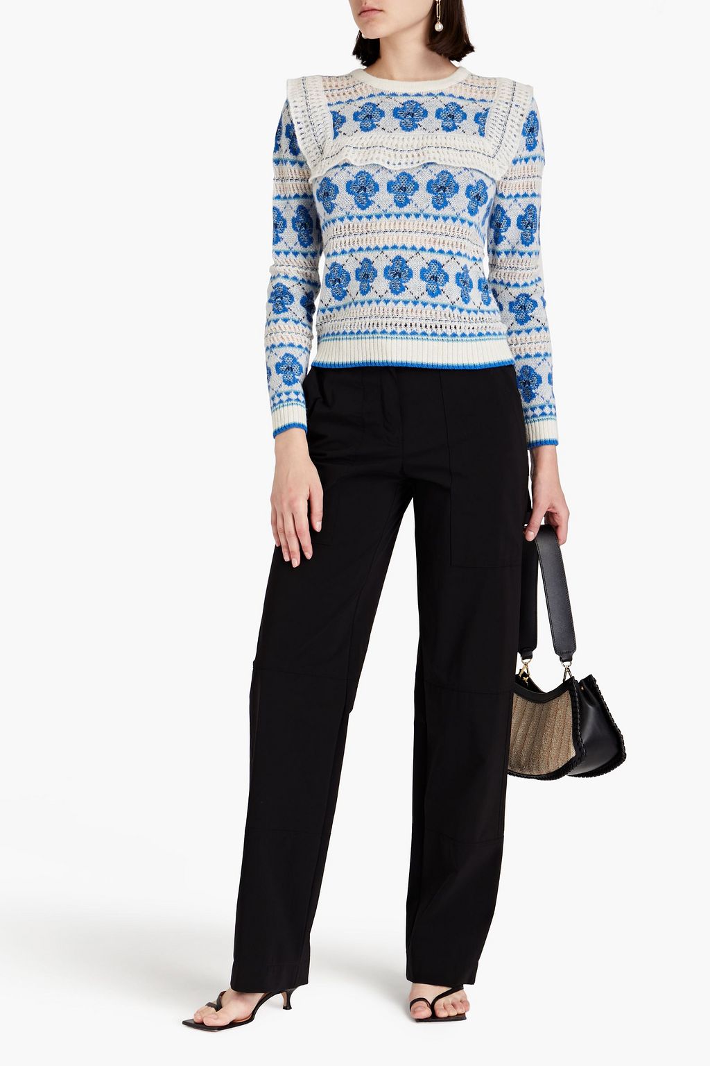 SEE BY CHLOÉ Ruffled jacquard-knit cotton-blend sweater
