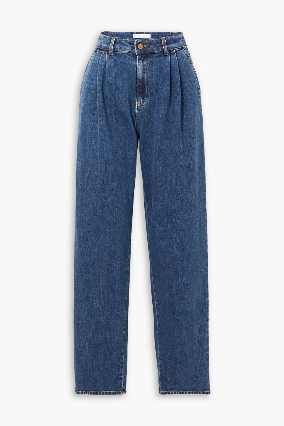 See By Chloé High-waist Tapered Denim Trousers In Mid Denim