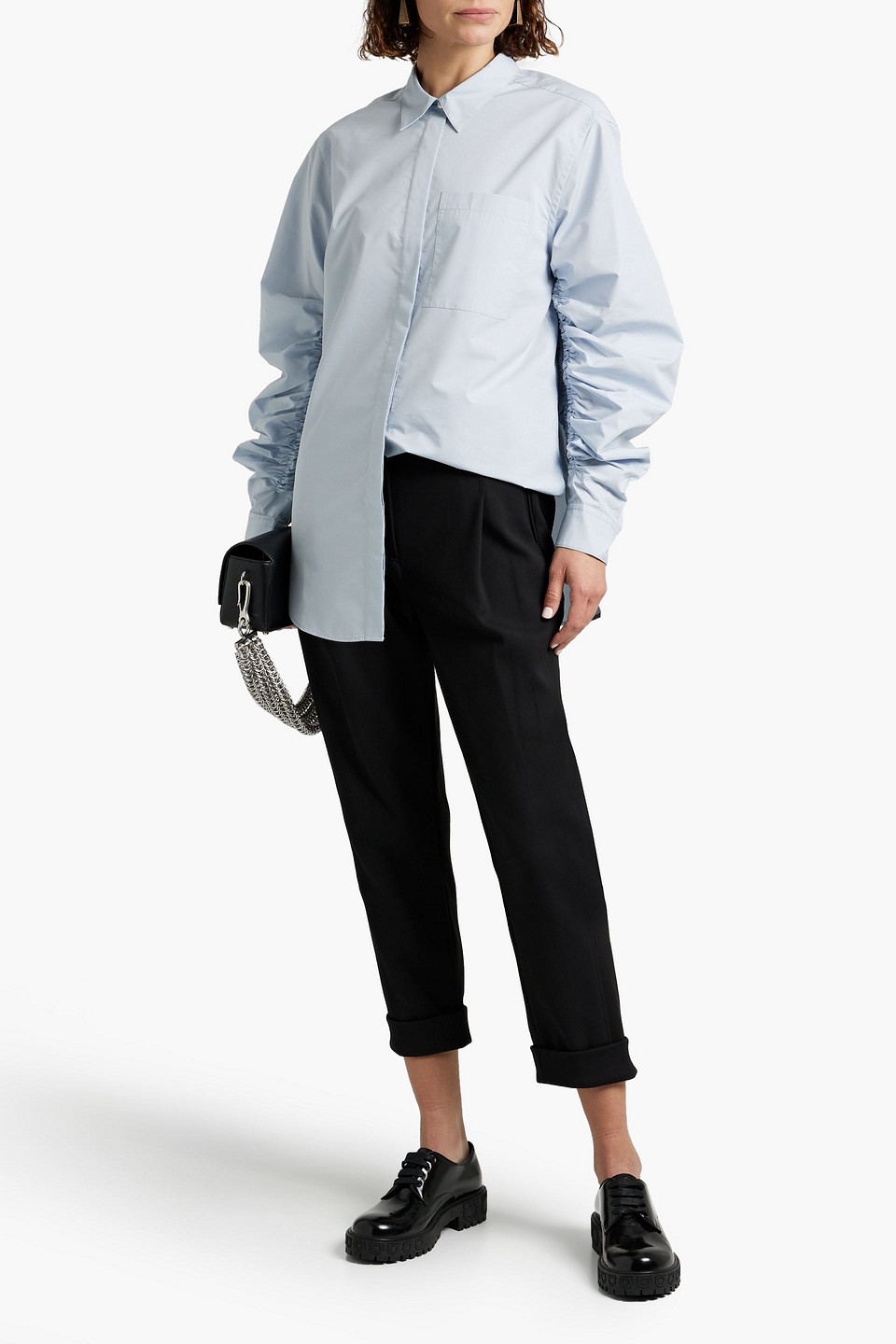 3.1 Phillip Lim Cropped Pleated Crepe Tapered Pants In Black