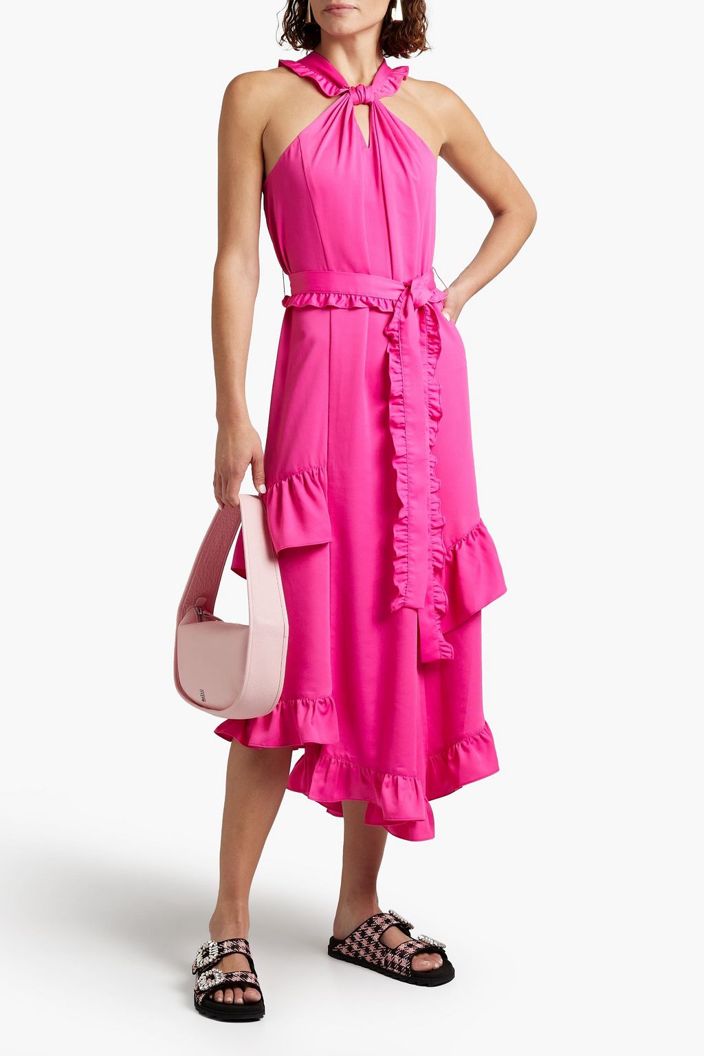 DEREK LAM 10 CROSBY Asymmetric ruffled crepe midi dress