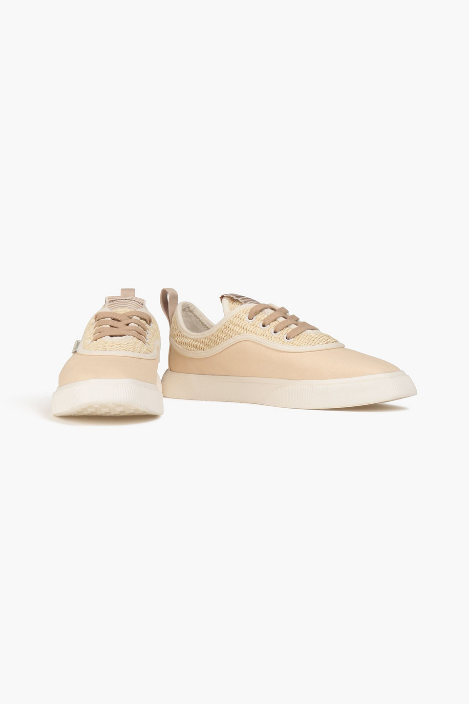 Zimmermann Faux Raffia-paneled Canvas Sneakers In Beige