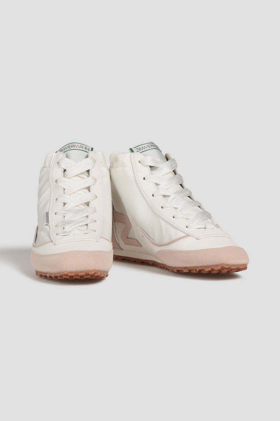 Zimmermann Suede-trimmed Shell High-top Sneakers In Off-white