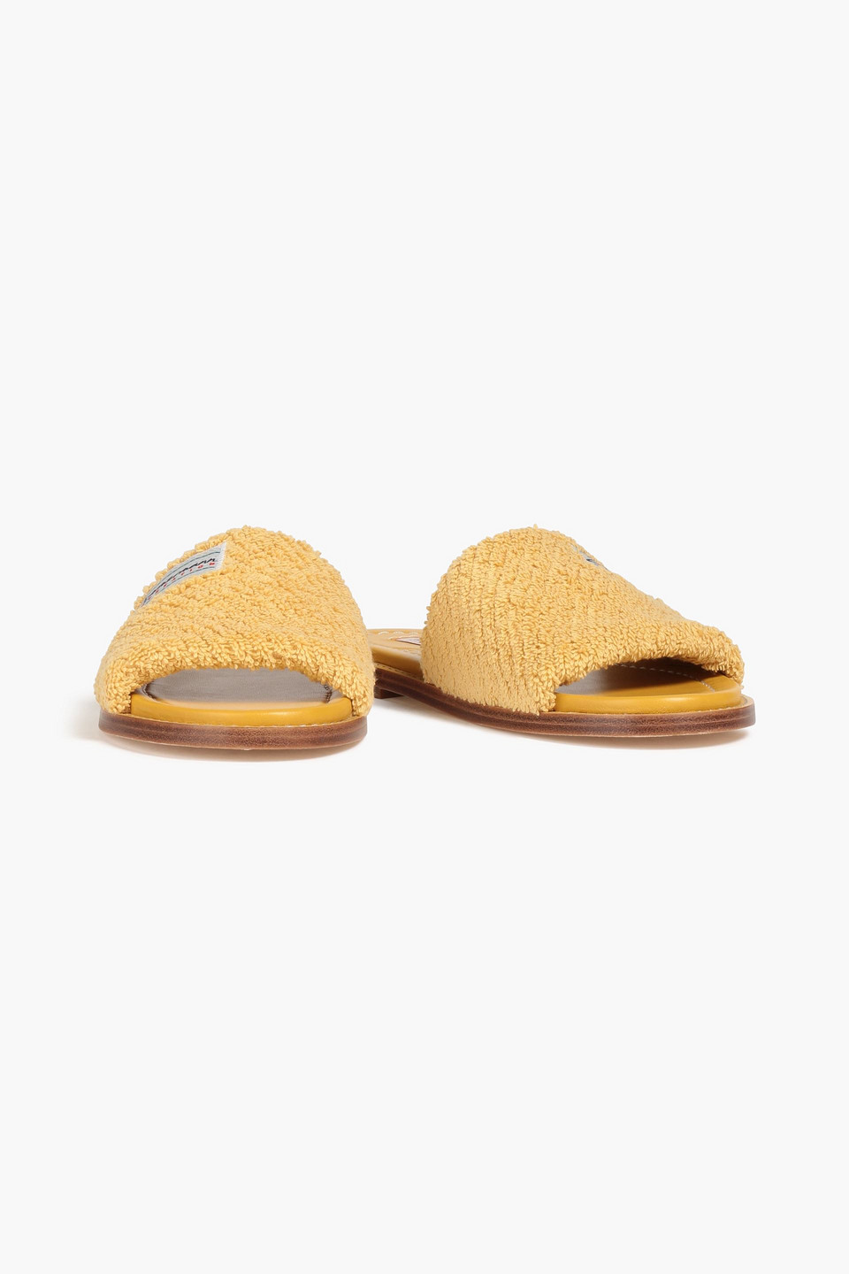 Shop Zimmermann Appliquéd Terry Slides In Yellow