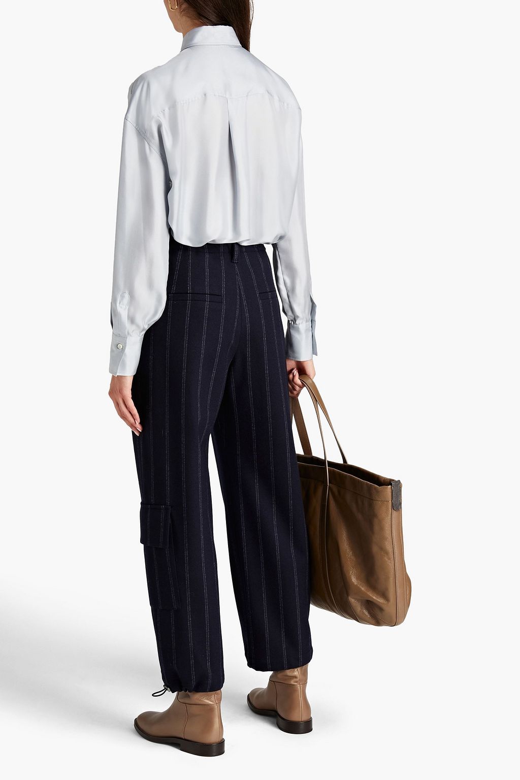 BRUNELLO CUCINELLI Verziertes Hemd aus glänzendem Twill