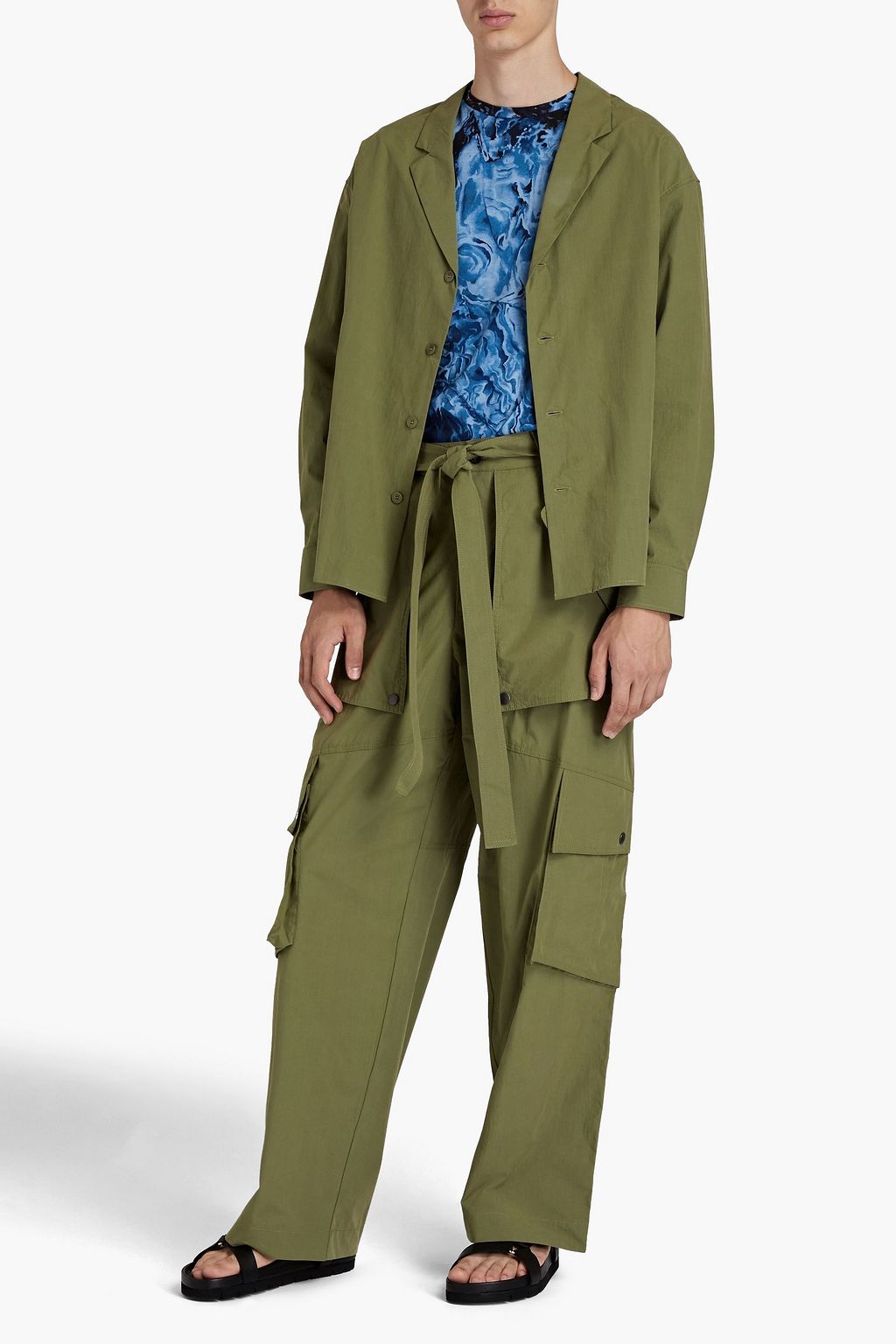 KENZO Belted cotton-twill cargo pants