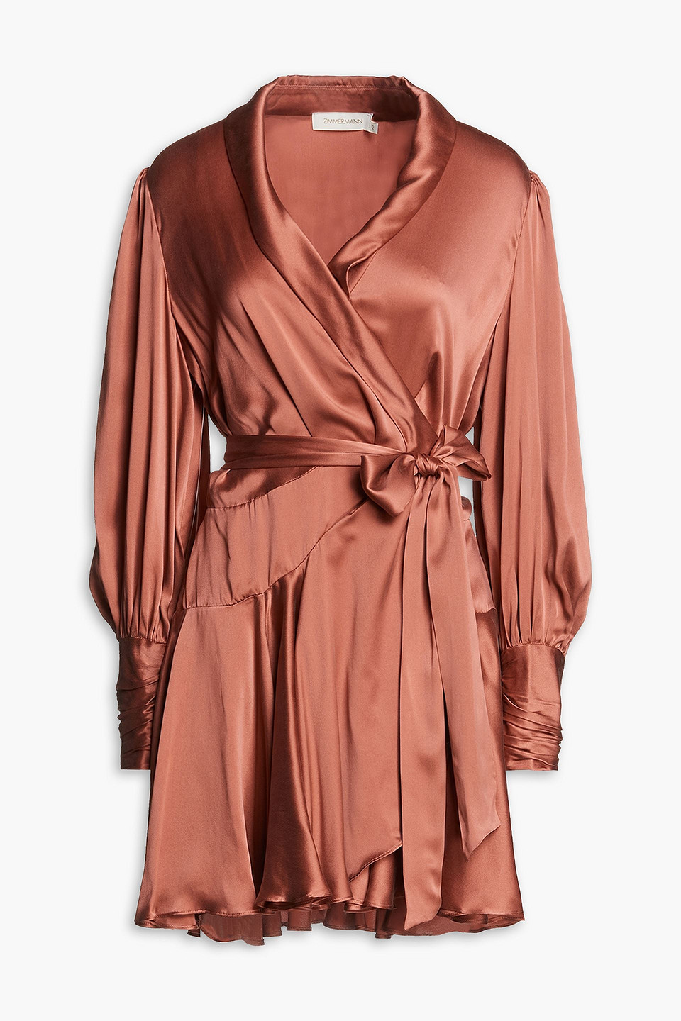 Silk-satin mini wrap dress