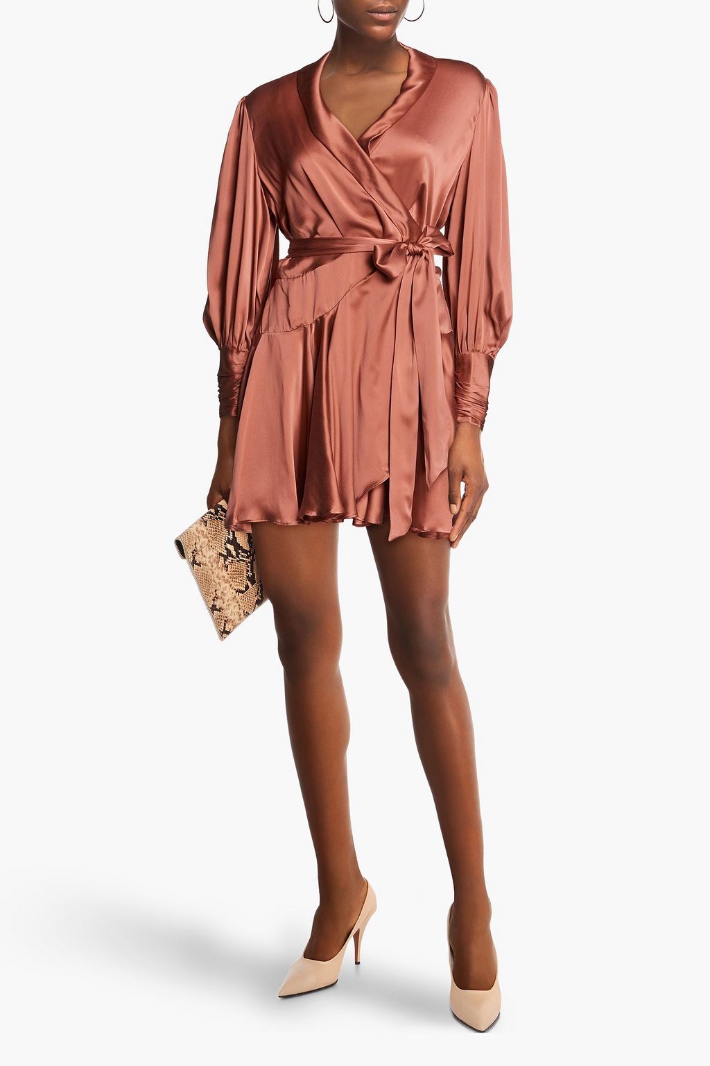 ZIMMERMANN Silk-satin mini wrap dress