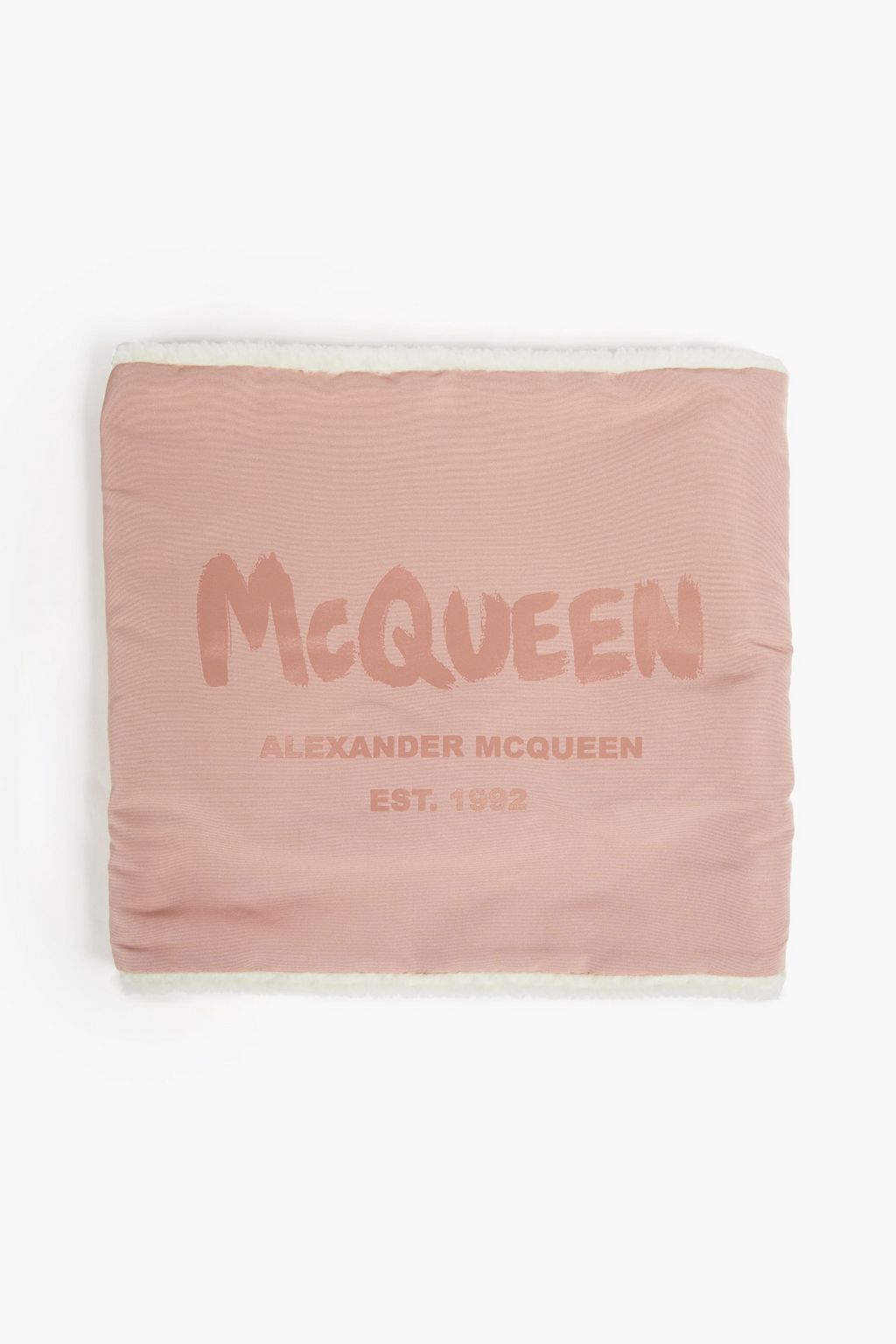 MCQUEEN Faux shearling-trimmed printed faille snood