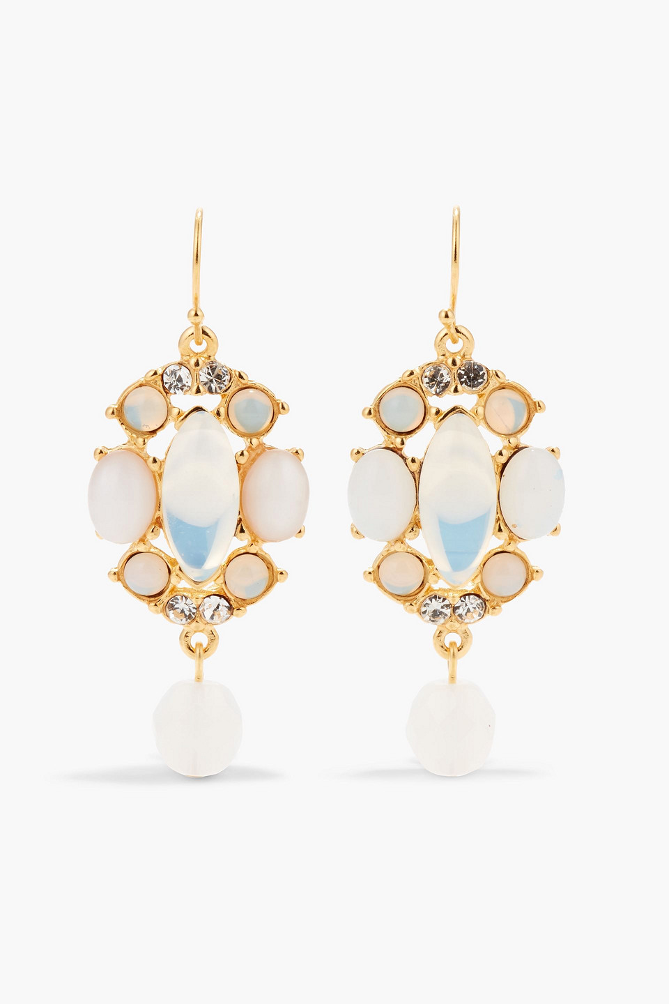 24-karat gold-plated, crystal and stone earrings