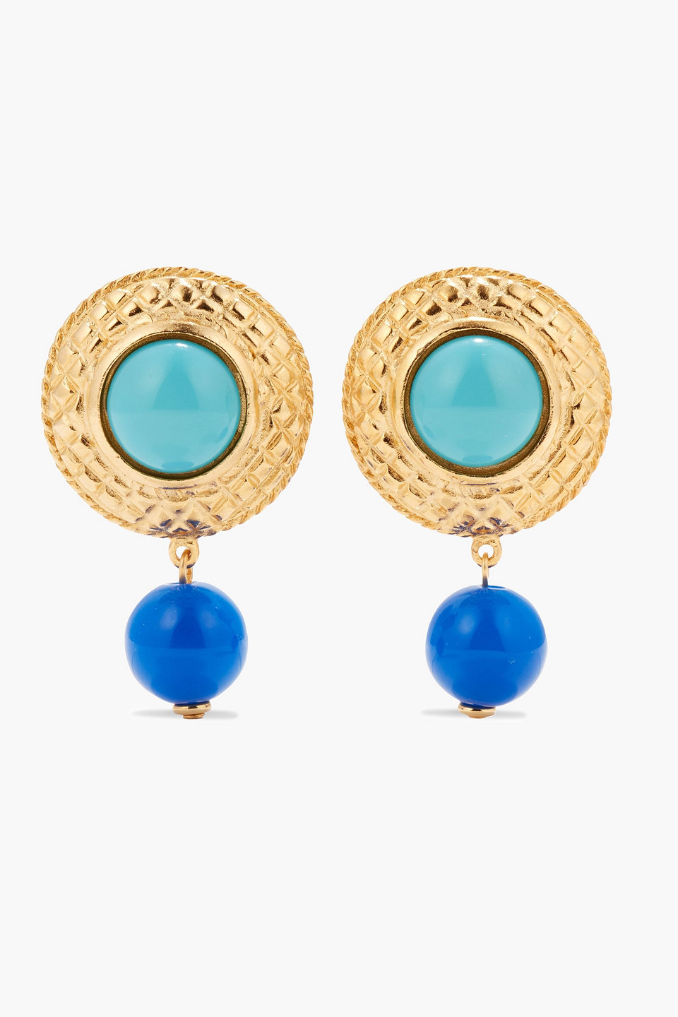 Ben-Amun 24-karat gold-plated stone clip earrings