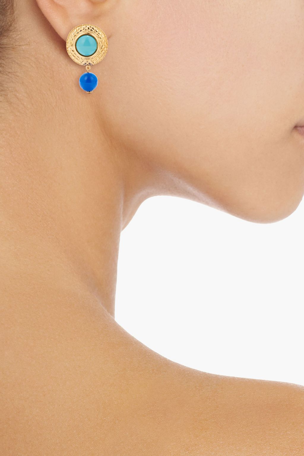 BEN-AMUN 24-karat gold-plated stone clip earrings