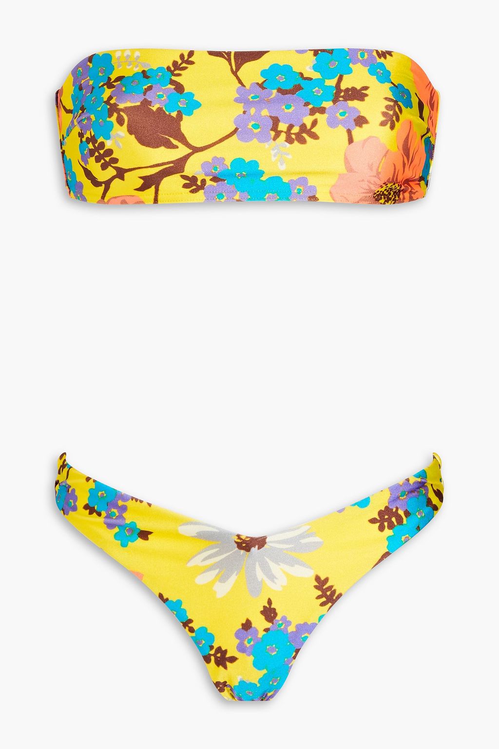 Yellow floral cheap bandeau bikini