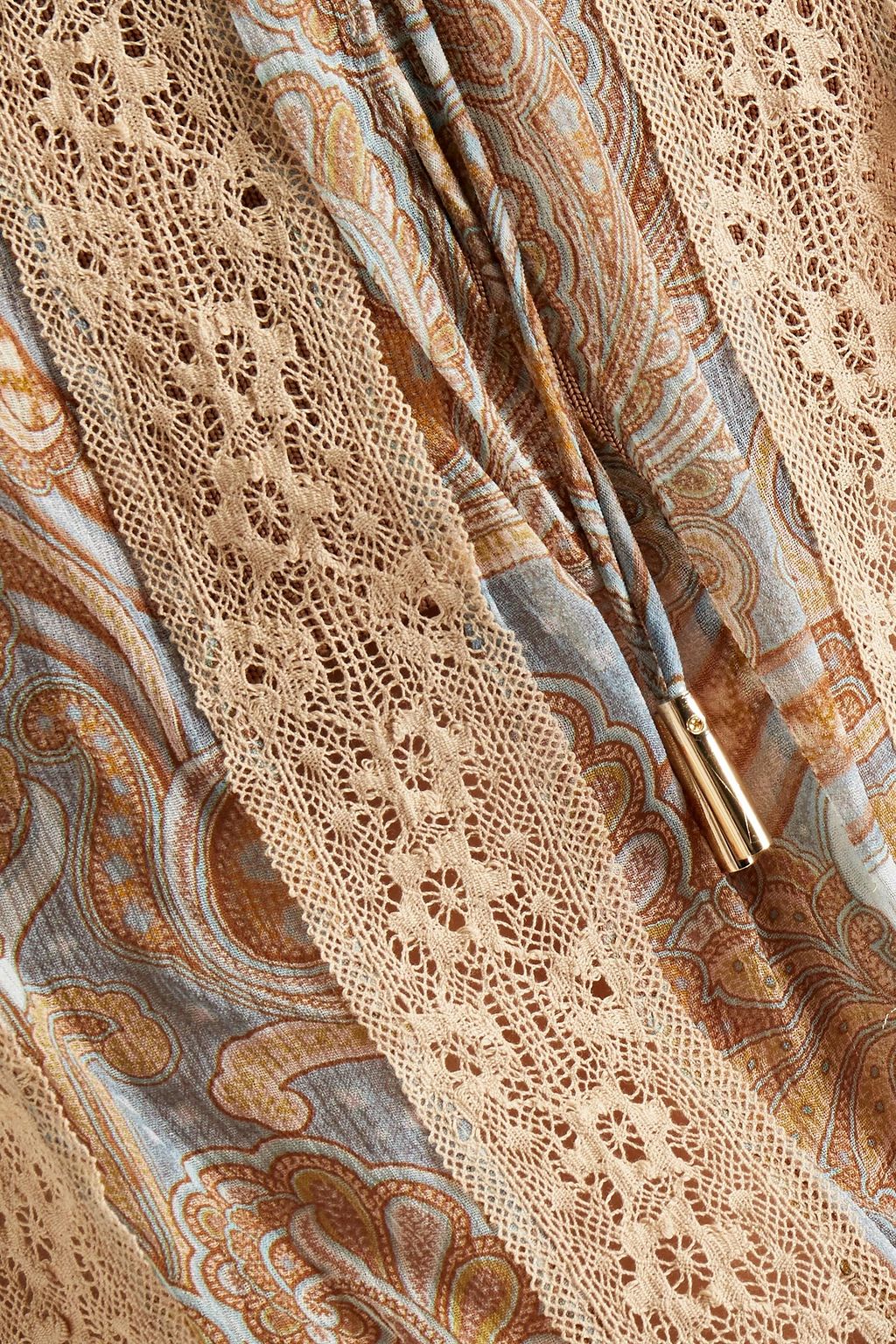 ZIMMERMANN Lace-trimmed paisley-print georgette blouse