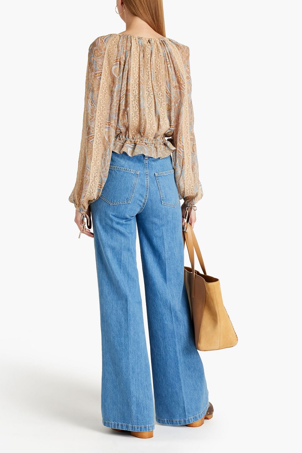 ZIMMERMANN Lace-trimmed paisley-print georgette blouse