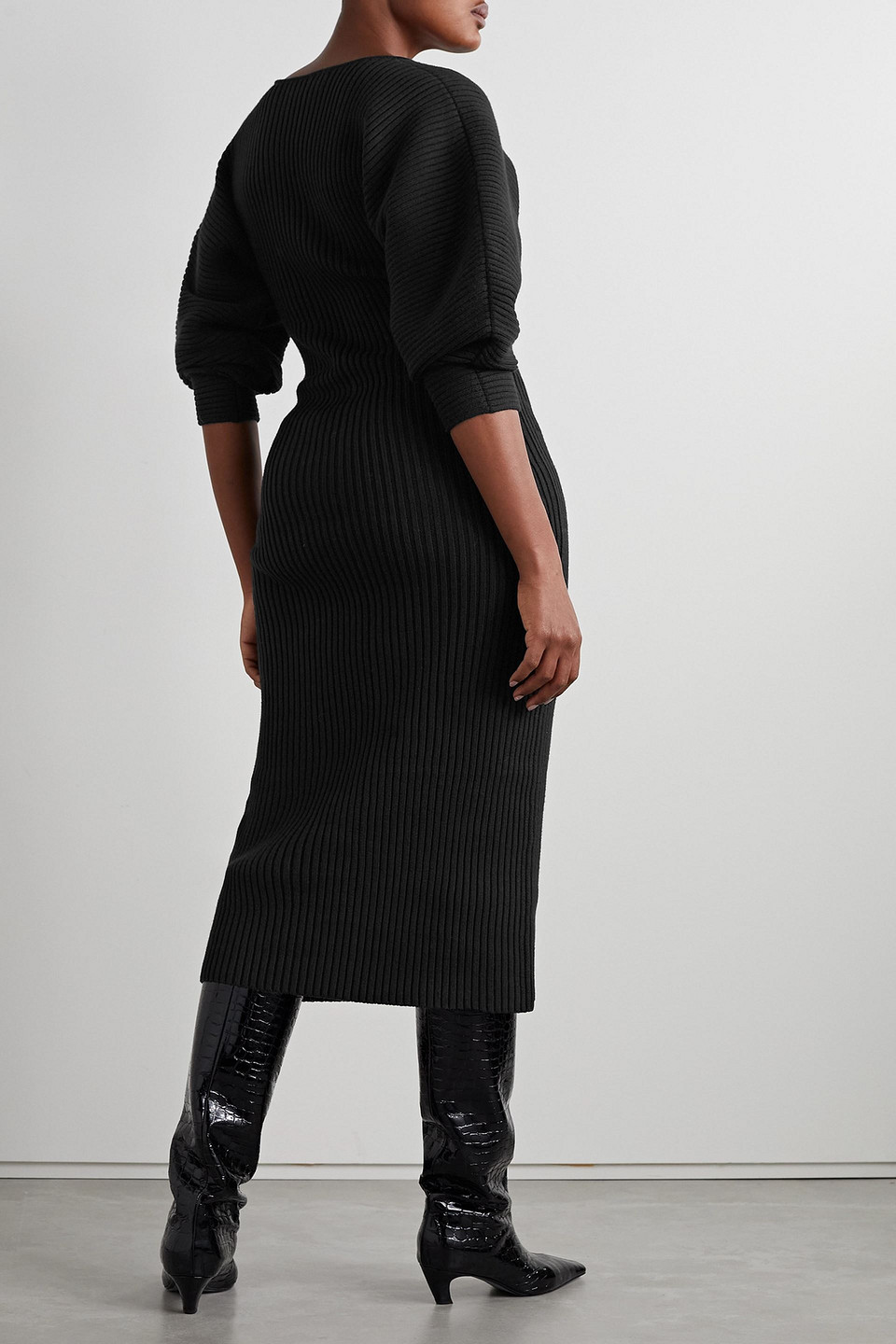 MARA HOFFMAN MARILYN RIBBED COTTON MIDI DRESS