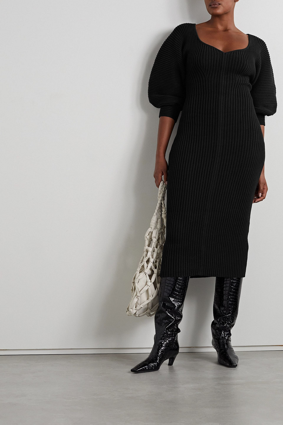 MARA HOFFMAN MARILYN RIBBED COTTON MIDI DRESS