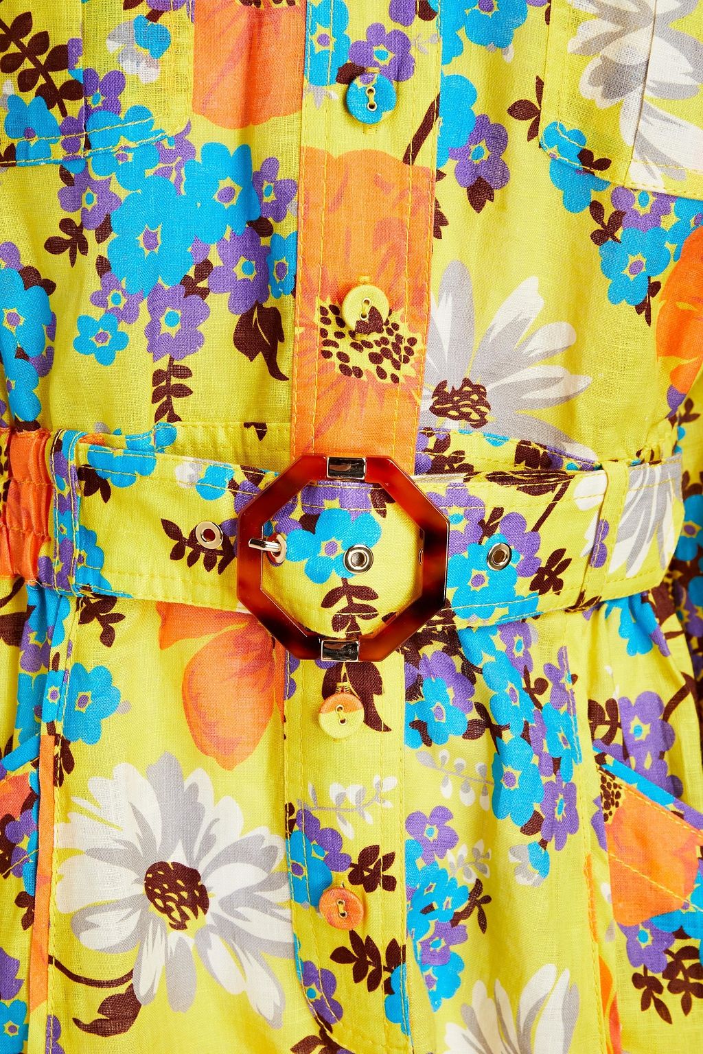 ZIMMERMANN Belted floral-print linen playsuit