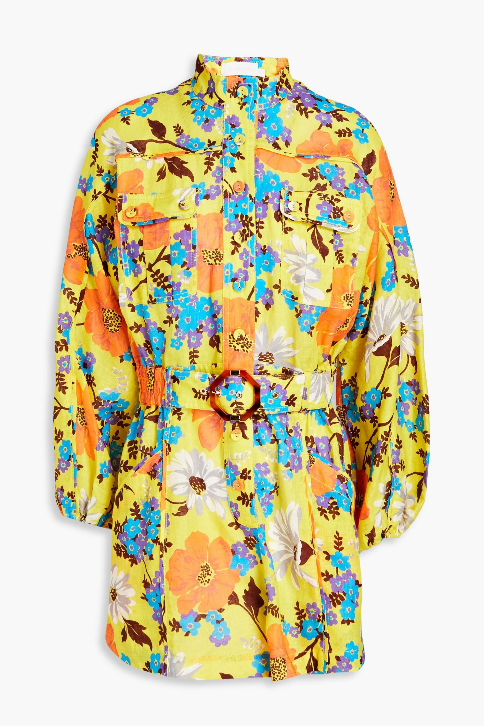 Zimmermann Belted floral-print linen playsuit thumbnail
