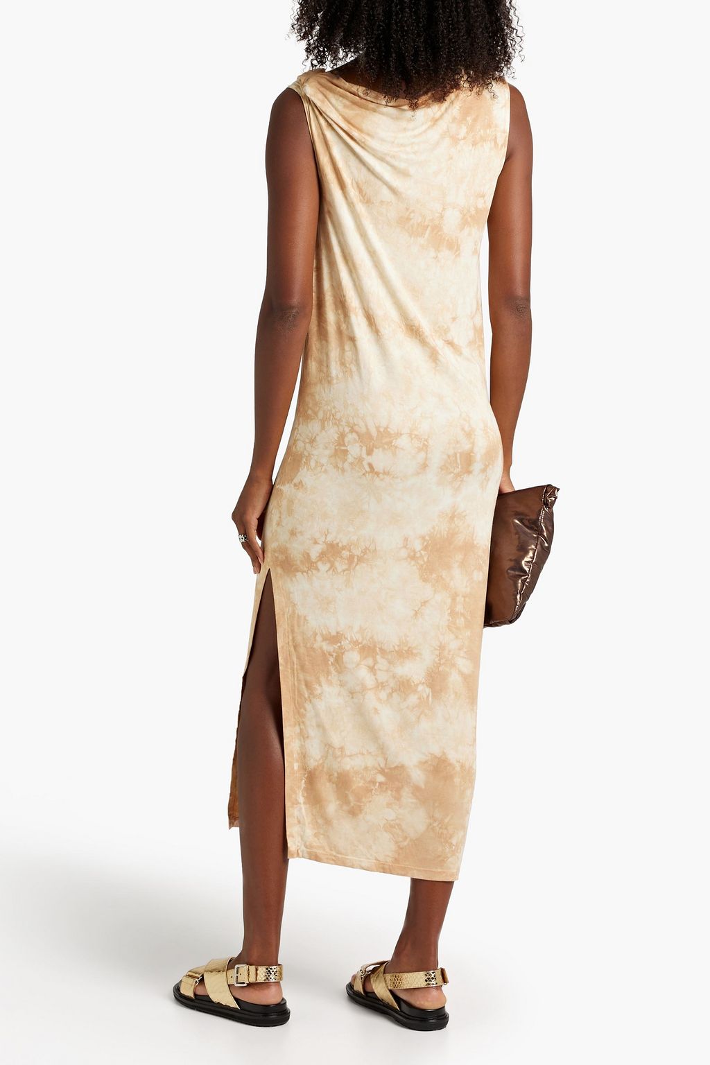 ENZA COSTA One-shoulder gathered tie-dyed jersey mini dress