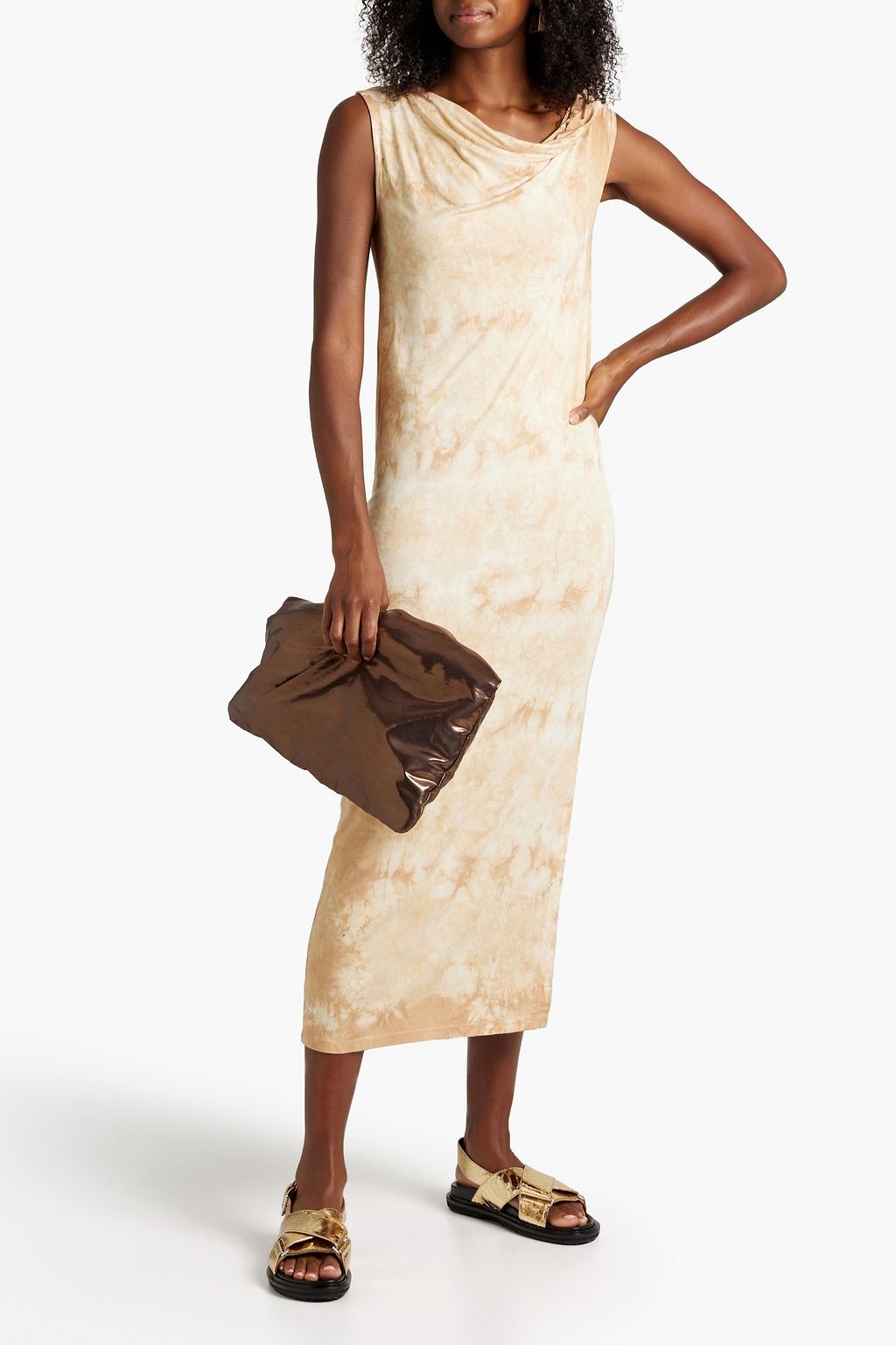 ENZA COSTA One-shoulder gathered tie-dyed jersey mini dress
