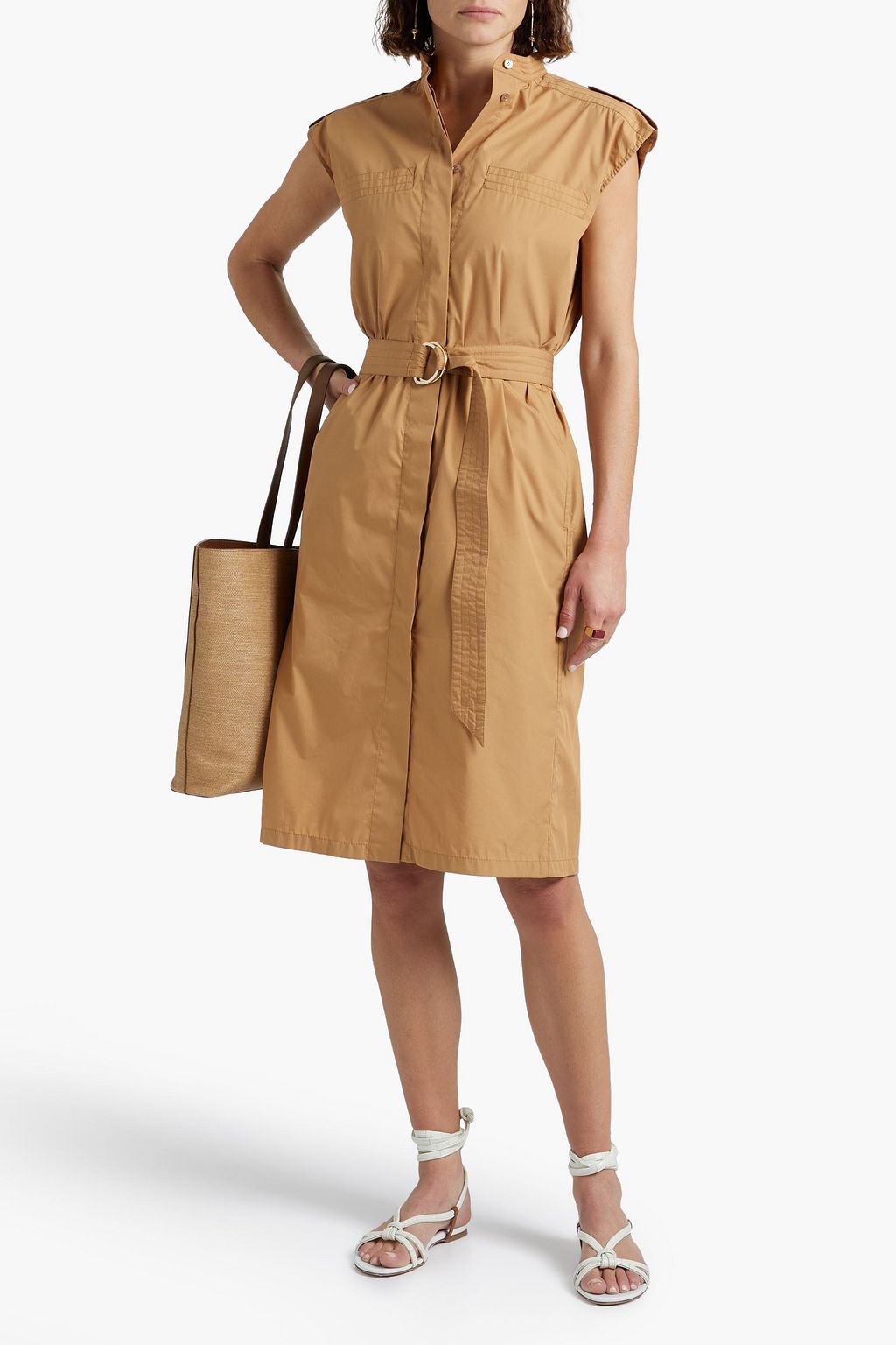 FERRAGAMO Belted cotton-blend shirt dress