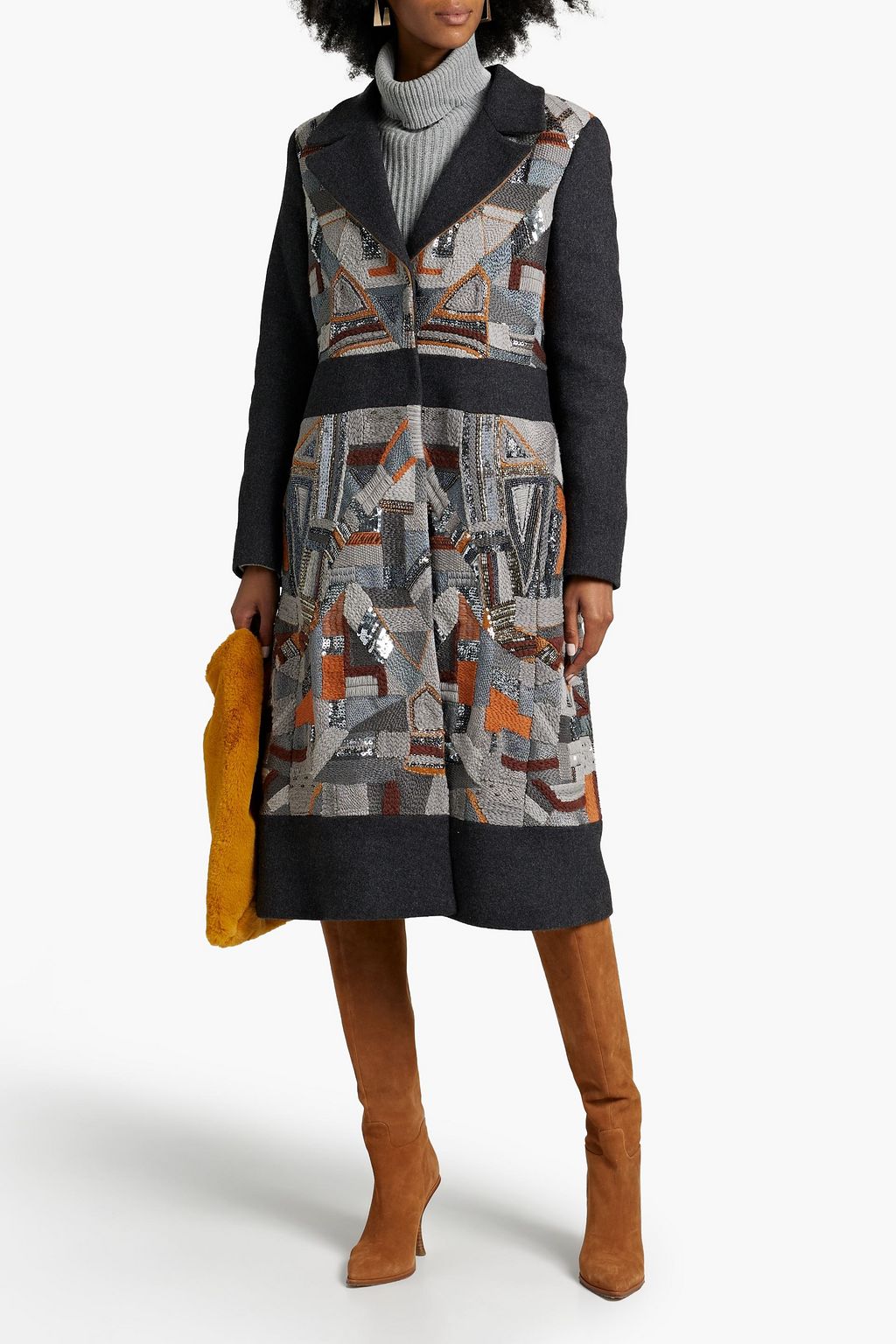ETRO Appliquéd wool-blend coat