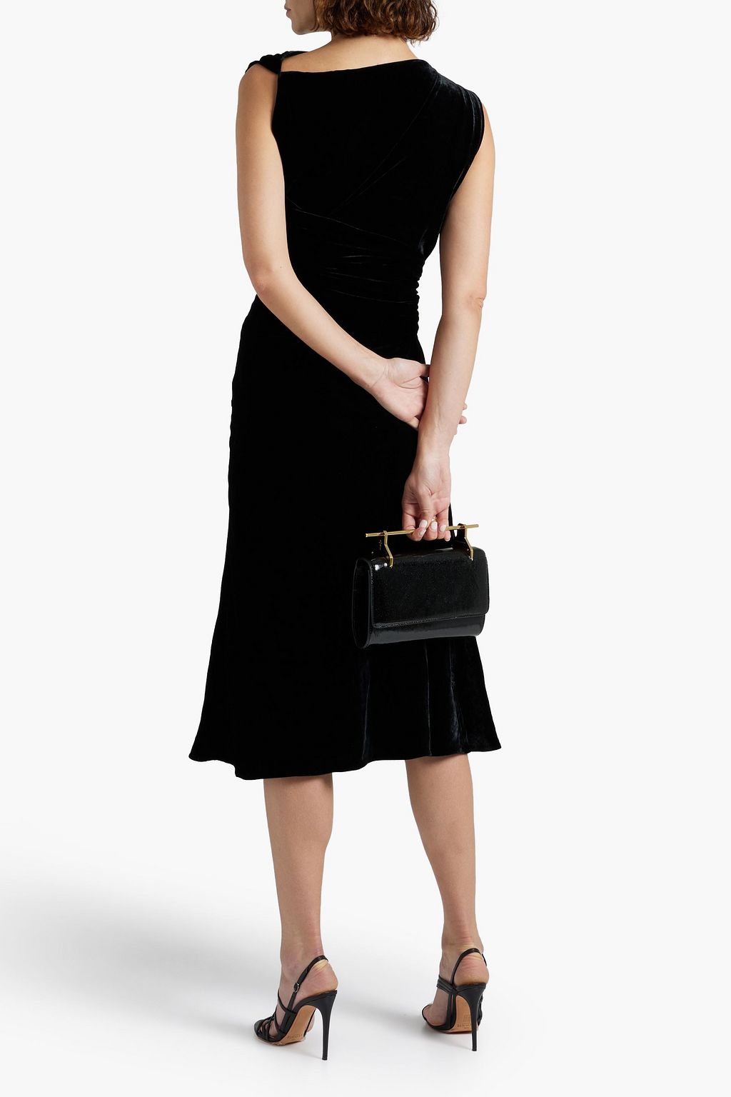 FERRAGAMO Belted velvet midi dress