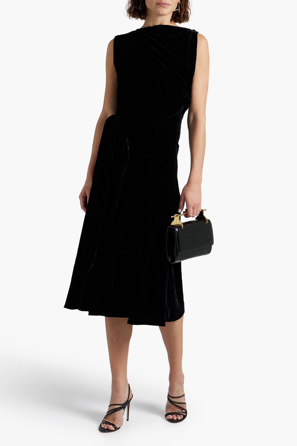 FERRAGAMO Belted velvet midi dress