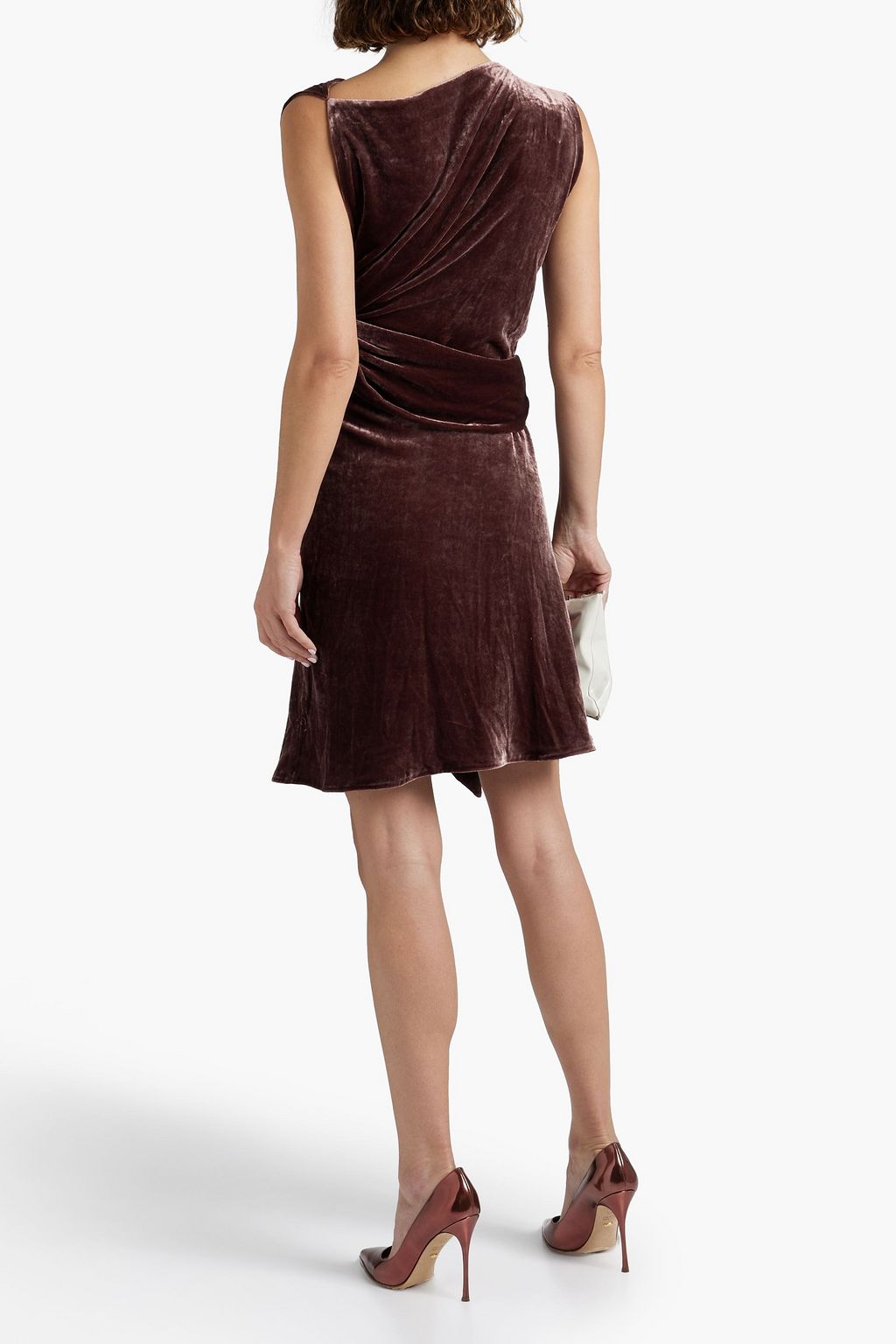 FERRAGAMO Belted crushed-velvet mini dress