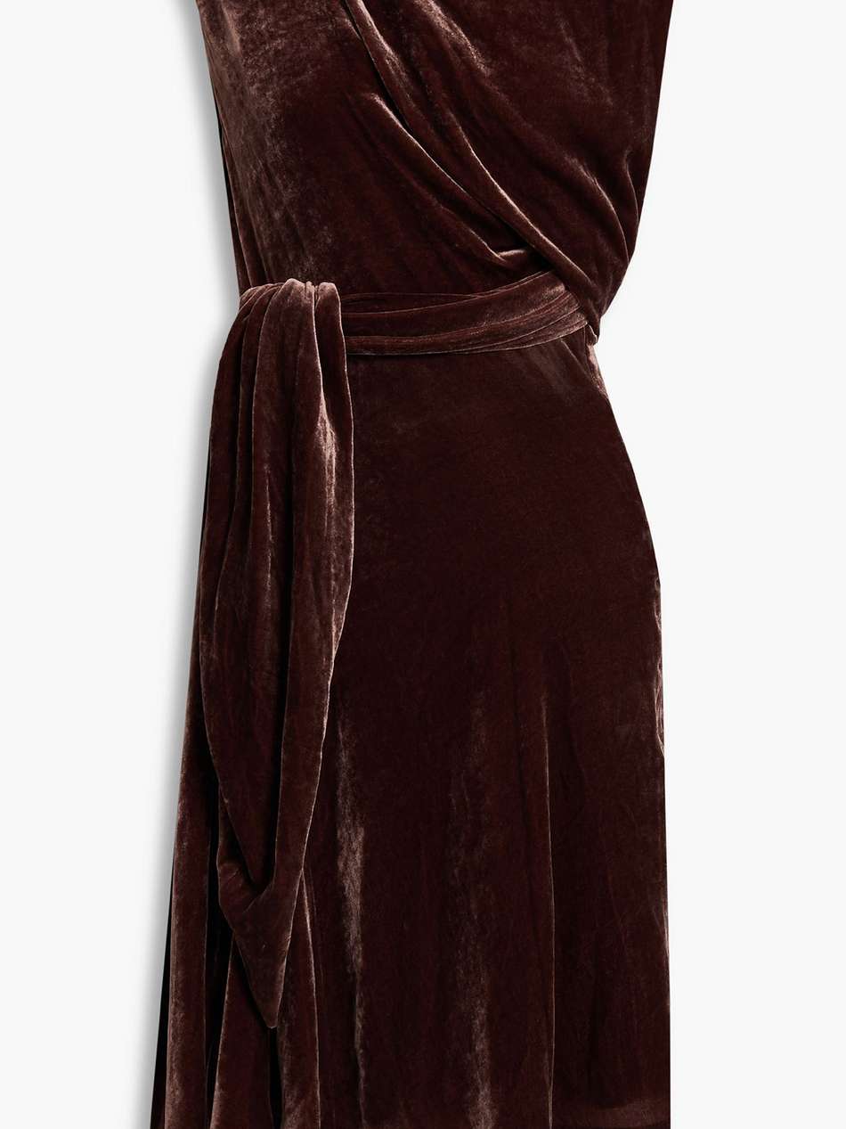 belted crushed-velvet mini dress