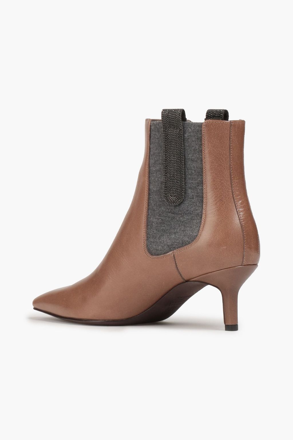 BRUNELLO CUCINELLI Bead-embellished leather ankle boots