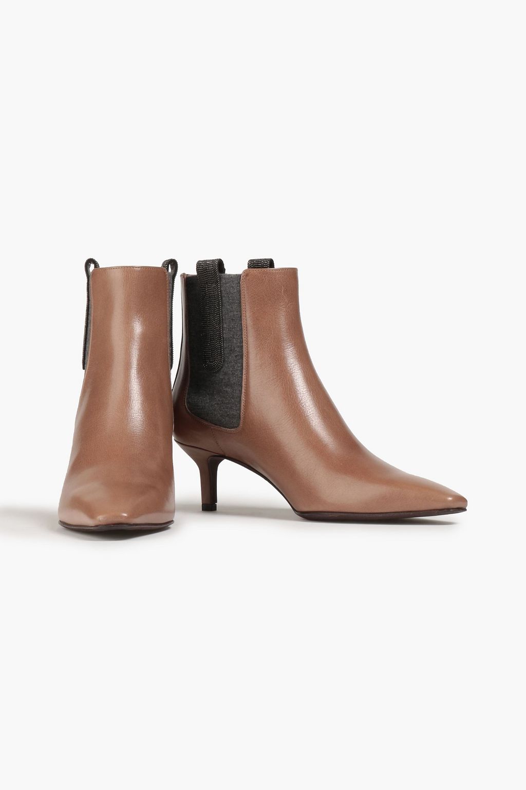 BRUNELLO CUCINELLI Bead-embellished leather ankle boots